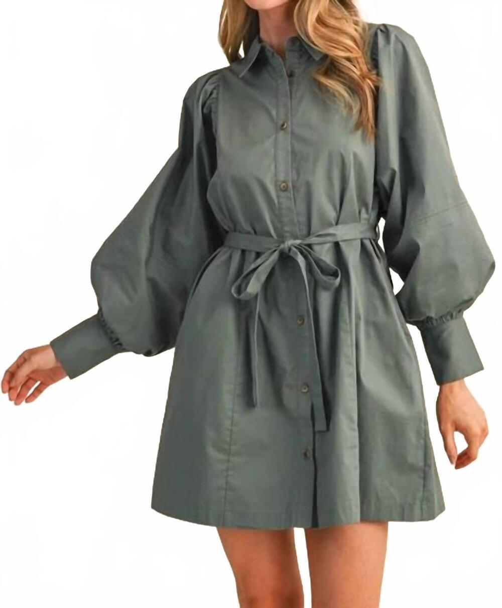 NEW &MERCI sagebrook mini shirt dress in sage green